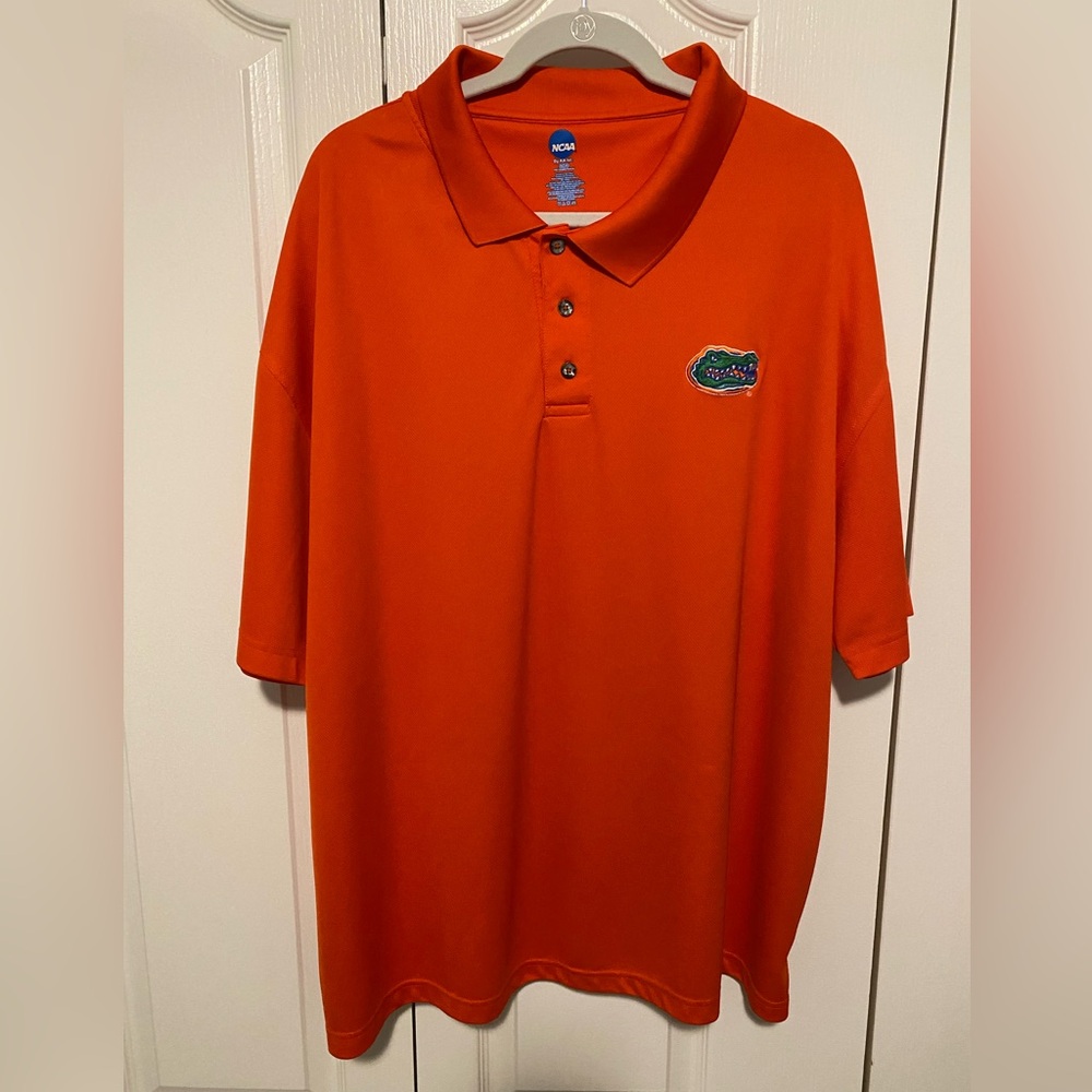 University of Florida NCAA Bright Orange Polo Shirt with Embroidered Gator Logo